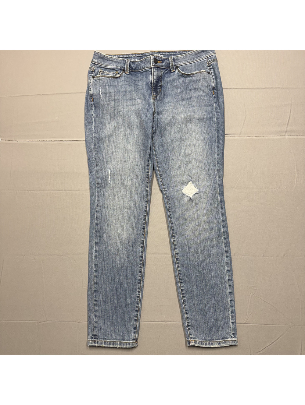 LOFT Women Modern Skinny Denim Jeans Size 10P Blue Distressed Stretch Casual